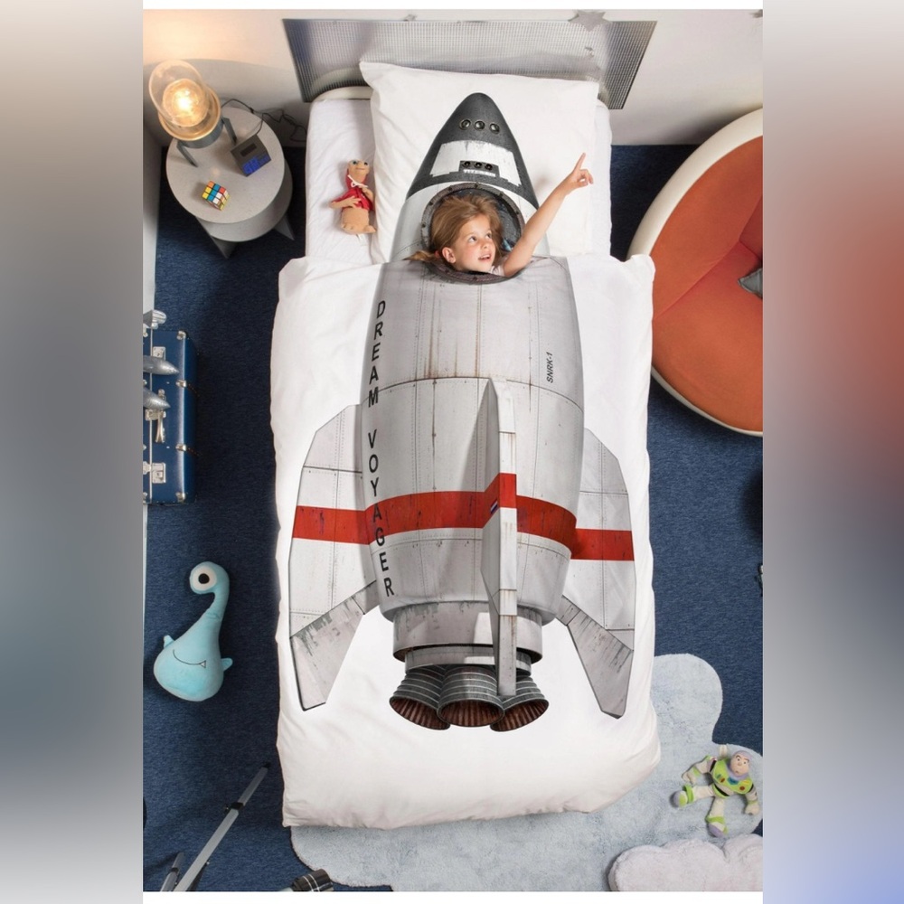 Dream Voyager Rocket Bedding Set - White and Red